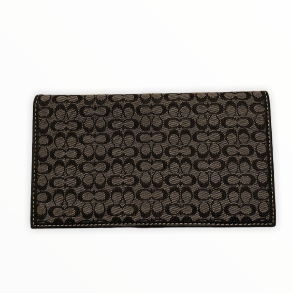 Coach c black gray checkbook slipcover wallet